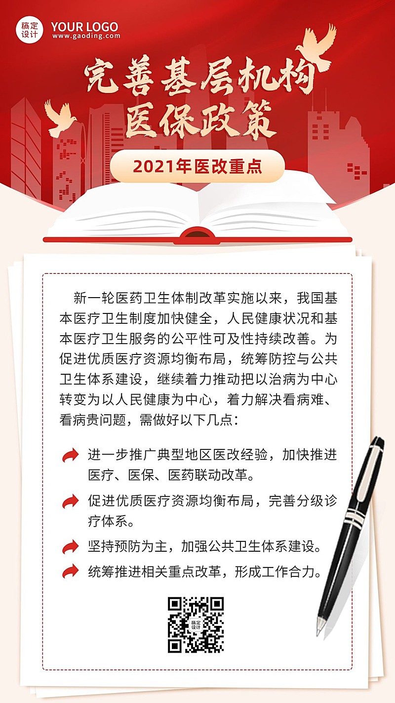政务民生医保医疗保障政策措施解读消息动态通知公告融媒体手机海报