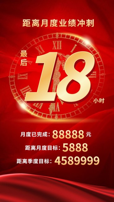 金融保险月度业绩冲刺倒计时团队激励海报预览效果