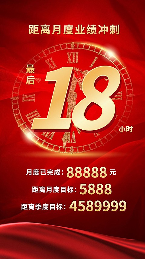 金融保险月度业绩冲刺倒计时团队激励海报