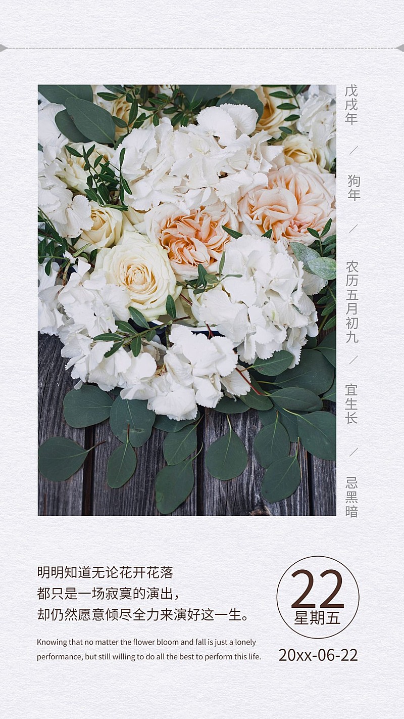 日签问候植物小清新手机海报