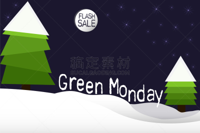 星期一,松树,背景,绿色,雪,天空,夜晚,贺卡,球,边框
