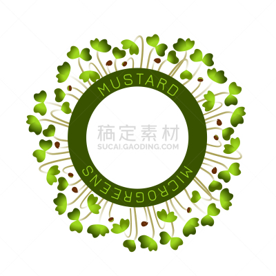 microgreens mustard seed packaging design round