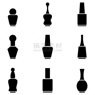 图标集,指甲油,分离着色,白色,红色,清漆,修指甲,图像,收集,设计