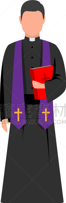 神父,红色,围巾,紫色,父亲,回廊,女人