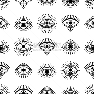 人的眼睛,矢量,绘画插图,四方连续纹样,动物手,秘密,华丽的,怪异,纺织品,色板