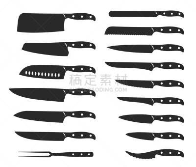 设备用品,厨房器具,炊具刀,图标集,不锈钢,食品,餐具,切断,午餐,烹调