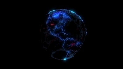 数字数据地球.围绕地球的科学技术数据网络的抽象图解，传送现代数字时代的连通性，复杂性和数据洪流