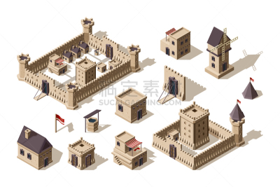 建筑,城堡,远古的,乡村,中世纪时代,矢量,游戏,建筑体,组物体,安全