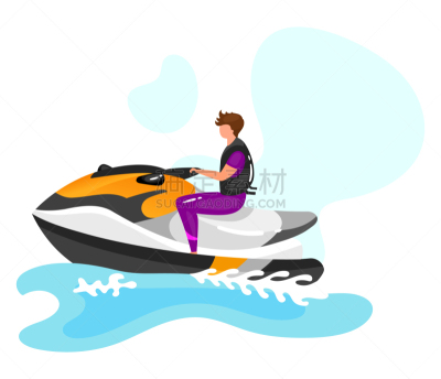 极限运动,快艇,波浪,夏天,户外,绘画插图,乐趣,男人,平坦的