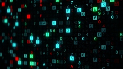 数字数据十六进制代码在屏幕上无缝循环动画