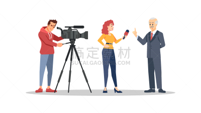 新闻记者,绘画插图,平坦的,矢量,传媒,新闻解说,背景分离,唱片,一个人