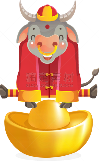 母牛,可爱的,传统,贺卡,春节,中文,新年前夕,十二生肖,动物,节日