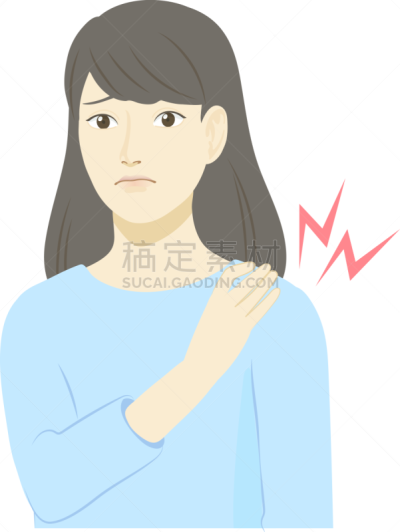 僵硬的肩膀,绘画插图,女人,可爱的,商务,寒冷,健康保健,新陈代谢,肩,面部表情