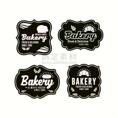 标签,面包店,矢量,商店,传统,商务,清新,面包,食品,模板