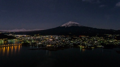 空中时差 富士山和川口市夜间
