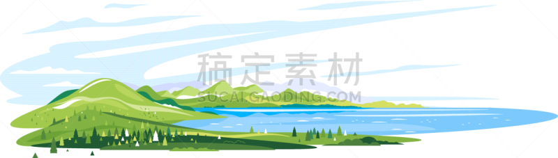 湖,分离着色,全景,地形,山,云,植物群,云杉,春天,河流