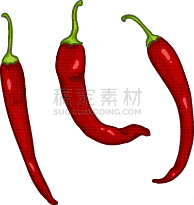 set cartoon red chilli peppers