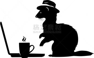 雪貂,传媒,分离着色,可爱的,商务,自然,热,计算机,咖啡,杯
