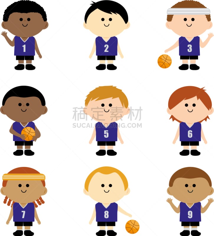 children basketball players team