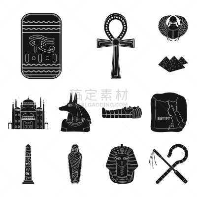 黑色,计算机图标,古埃及文明,木乃伊化的,法老,路易斯十六世,开罗,圣甲虫,收集,布置