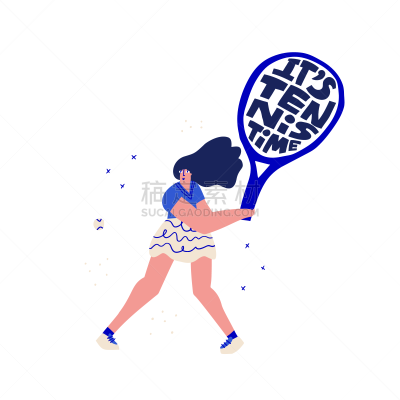儿童,反手击球,女孩,文字,女性,手,网球运动,绘画插图,进行中,平坦的