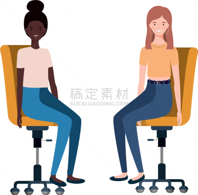 女人,白色,办公椅,车轮,扶手椅,纺织品,椅子,装饰物,坐,相伴
