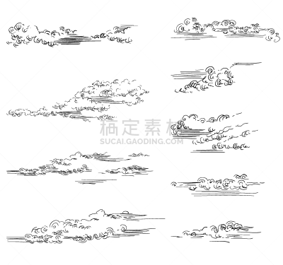 绘画插图,云,矢量,动物手,华丽的,线条,背景分离,铅笔,吉祥物,草图