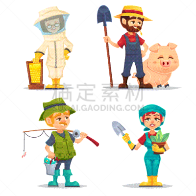 Beekeeper,渔夫,农民,幸福,草帽,分离着色,可爱的,商务,人,衬衫