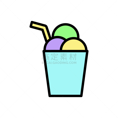 轮廓,符号,冻结的,冰淇淋,鸡尾酒,矢量,计算机图标,简单,四元素,彩色图片