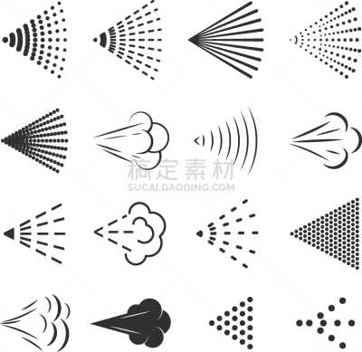 小的,液体,水滴,图标集,云,涂料,草图,喷,飞,喷溅