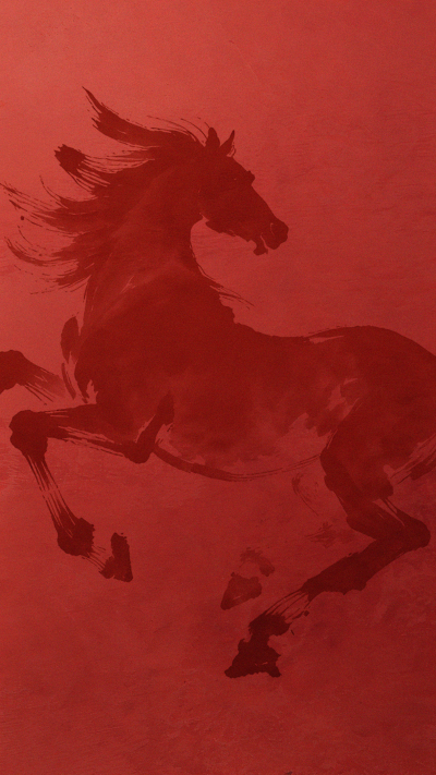 马年中式感肌理马奔跑背景