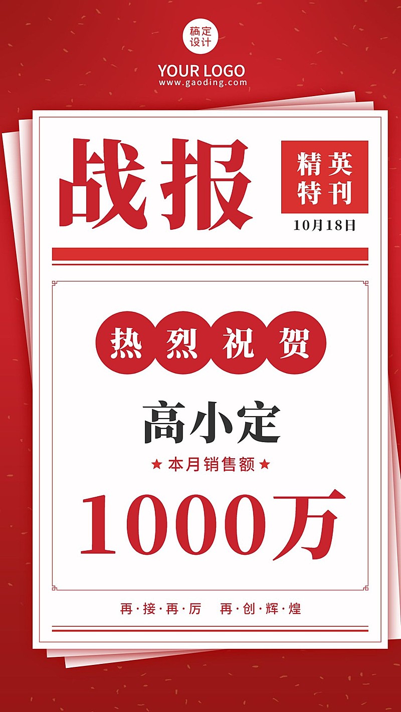 业绩销量喜报手机海报