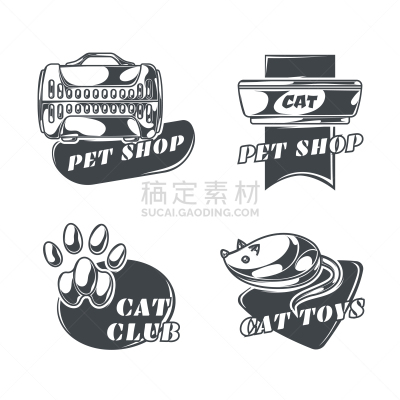标签,猫,证章,品牌名称,可爱的,狗,模板,布置,复古