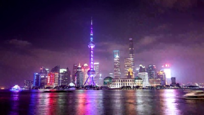 延时摄影，上海城市天际线