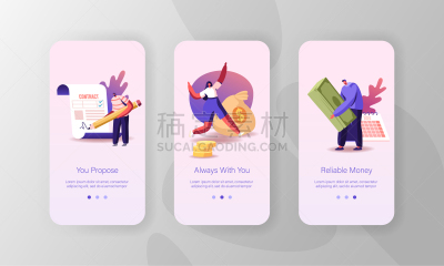 小的,绘画插图,人,概念,矢量,移动应用程序,贷款,金融,银行
