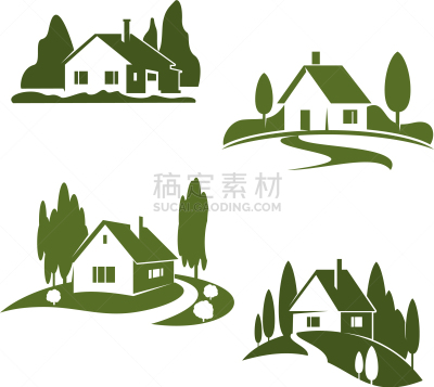 森林,温室,农舍,计算机图标,景观设计,乡村,分离着色,农业,房地产,房屋