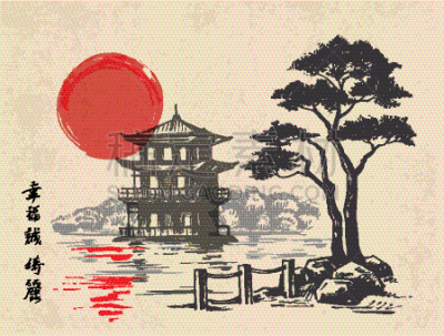 草图,日本,亚洲,传统,文字,铅笔,图像,樱桃,复古