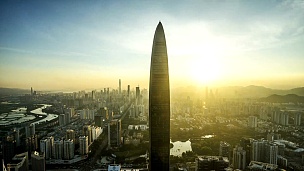 深圳的现代建筑外观，延时摄影。