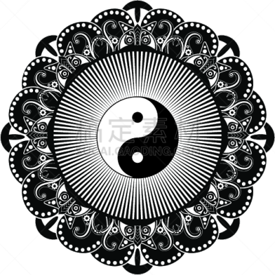 阴阳符,曼荼罗,黑白图片,分离着色,白色,概念,平衡