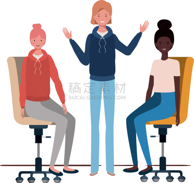 女人,白色,办公椅,车轮,扶手椅,纺织品,椅子,装饰物,坐,相伴