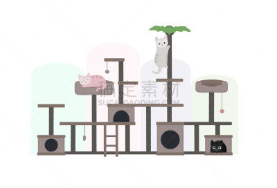 可爱的,爪,绘画插图,卡通,乐趣,动物收容所,房屋,猫,矢量,咖啡馆