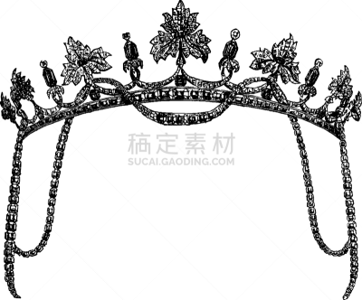 雕刻图像,蓝宝石,白色,矢量,冠状头饰,图像,黑色,做,复古
