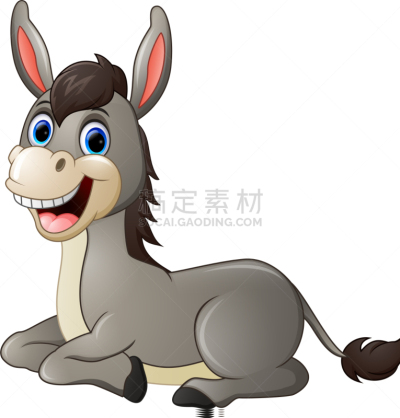 驴子,幸福,卡通,白色,可爱的,性格,粗心的,幽默,自然,微笑