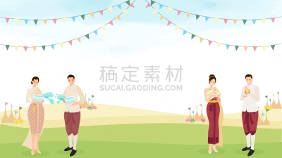 泰国,泼水节,双亲家庭,快乐,可爱的,传统,湿,传统节日,享乐