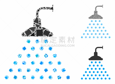 撕破的,组物体,计算机图标,部分,一个物体,多样,构图,淋浴