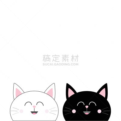 可爱的,家庭,伴侣,白色,猫,黑色,计算机图标,动物头,动物,爱