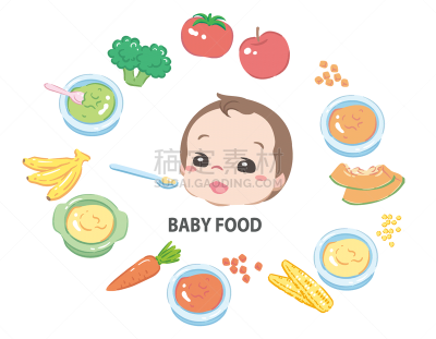 食品,婴儿,蔬菜,菜泥,牛奶,母亲,西兰花,西红柿,玉米,胡萝卜