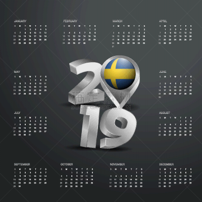 2019,模板,日历,字体,银色,新年,国内著名景点,白昼,商务,瑞典
