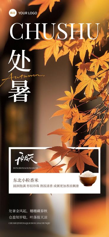 处暑节气祝福软营销通用实景感感全屏竖版海报AIGC预览效果