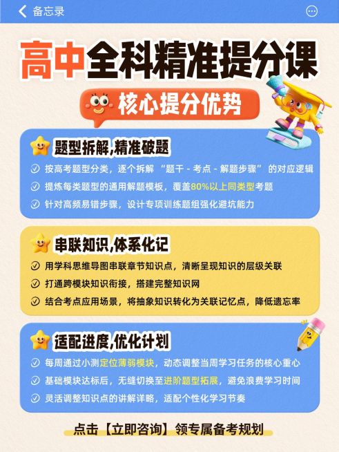 教育培训K12教育高中全科课程介绍小红书配图预览效果